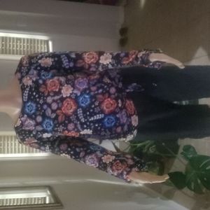 Cupio L vivid floral scoopneck elastic waist & arm cuff Ballon sleeve
